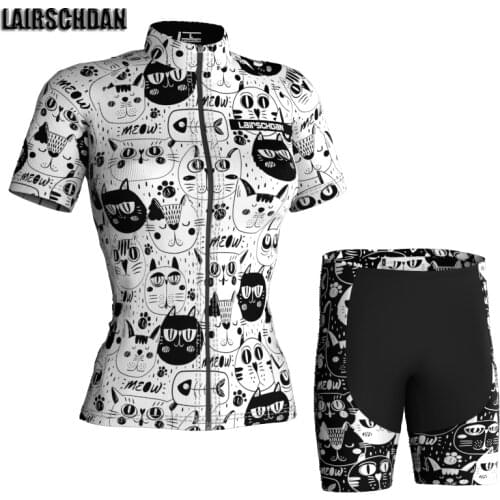 LairschDan Women Cycling Jersey Sets Fietskleding Dames Mountain Bicycle Riding Wear Bike Short Pant Pad And Short Sleeve Outfit