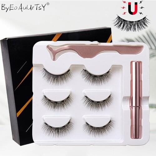 Magnetic Glue-free Eyelashes Sets Magnet Liquid Eyeliner Tweezer Set Waterproof Long Lasting Reusable Eyelash Extension Tools