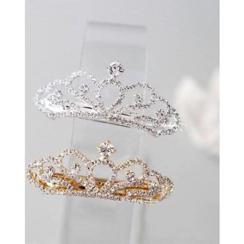 Crystal Princess Small Tiara Barrettes Girls Crystal Party Head Jewelry Crown Hair Clip Accessories