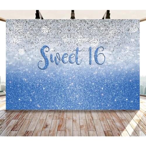 Sweet 16 Birthday Photography Background for Silver and Purple Backdrop Sixteen Birthday Banner Backgrounds for Photo Studio