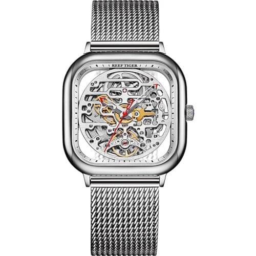 Reef Tiger automatic watch for men,top luxury brand mens watches 100m waterproof fashion ultrathin mechanical wristwatch RGA9075