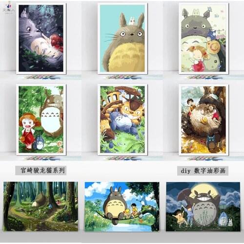 Paint by number art painting by numbers Hayao Miyazaki comic Totoro column hand-painted color oil painting