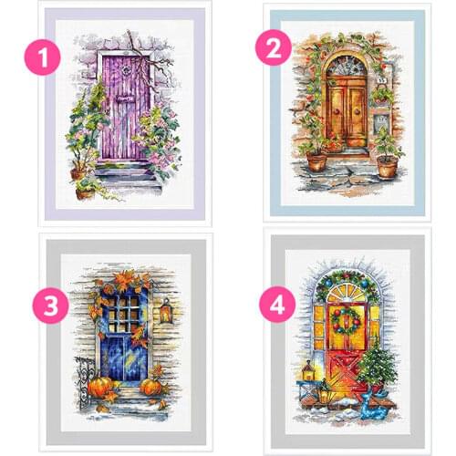 Fishxx Cross Stitch Kit Precise Printing C1506 Four Season Door Four Home Living Room Decoration Paintings