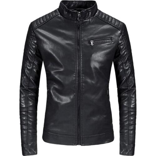 Newest Black Leather Jacket Men Casual Zipper Slim Fit Motorcycle Leather Jacket Casual PU Coat Jaqueta De Couro Masculina