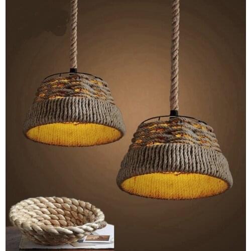 American restaurant Pendant Lights retro style bedroom garden industry creative personality Bar Cafe 30/37cm Pendant Lamps rope