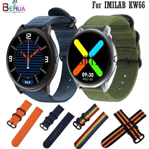 Nylon WatchStrap band For IMILAB KW66 / YAMAY SW022 Smart Wristband Fabic Bracelet For Ticwatch Pro 3 / Garmin Venu 2 wriststrap