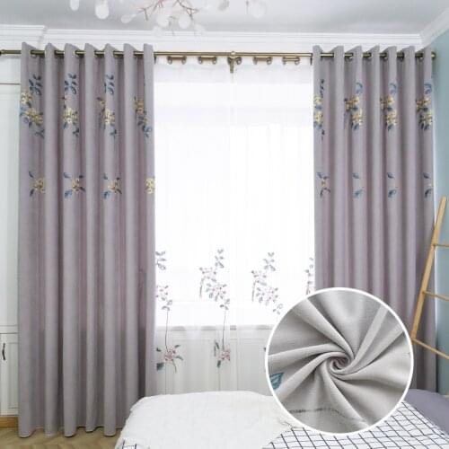 Chenille Simple Embroidered Curtains and Elegant Embroidery Customized Products Curtains for Living Dining Room Bedroom
