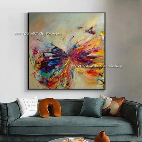 Handmade Modern Abstract Decorative Butterfly Picture Oil Painting On Canvas Wall Art For Living Room As Unique Gift Animals