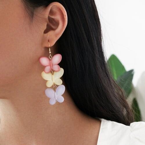 Stillgirl Cute Multi Color Butterfly Pendant Earrings for Women Kpop Animal Girls Fashion Jewelry Bijoux Boucle Oreille Femme