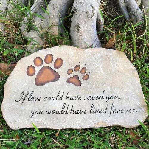 Outdoor Pet Paw Print Memorial Stone for Dog or Cat Garden Backyard Marker Grave Tombstone JSYS