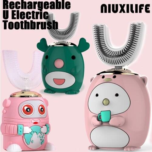 Ultrasonic Smart 360 Degrees U Automatic Electric Toothbrush Kids Silicon Teeth Tooth Brush Cartoon Children Multiple Modes