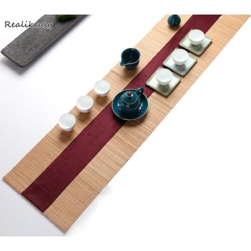 Vintage Chinese Style Bamboo Table Runner Tea Mat Tea Set Accessories Tablecloth For Wedding Dining Room Party DecorationsLFB195