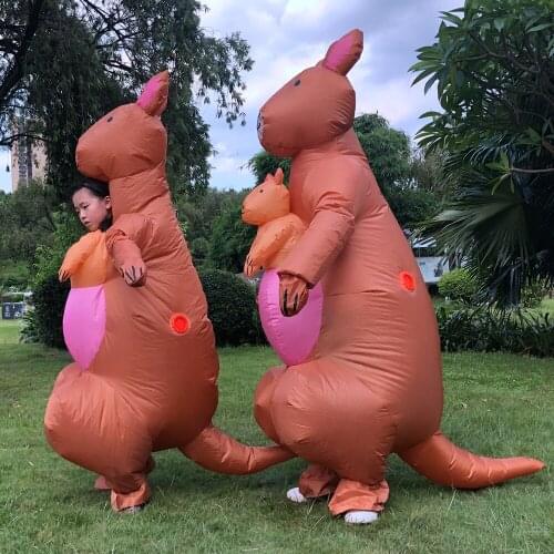 Parent-Kids Adult Animal Kangaroo Inflatable Costumes Full Body Halloween Cosplay Costume Funny Role Play Disfraz for Man Woman