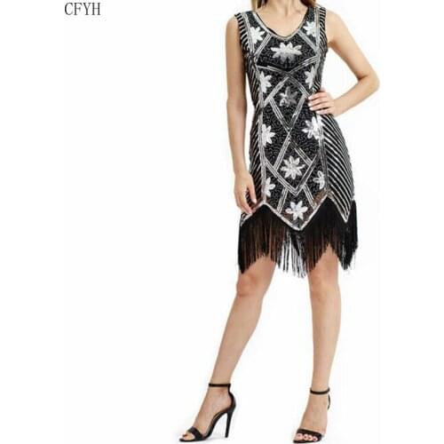 Womens Style Shining Flapper Dress 1920s Vintage Gatsby Great Gatsby Charleston Sequin Tassel Evening Party Gold Mesh Sequins