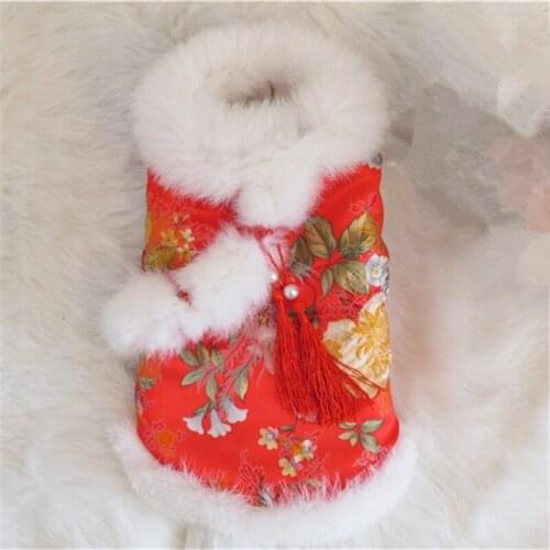 Pet Winter Coat Chinese New Year Dog Clothes Tang Suit Cheongsam Winter Dog Clothing Jacket Pomeranian Puppy Apparel Outfit