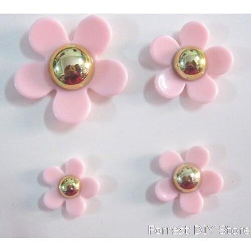 1.5-4cm 10sets resin dasiy camellia pink flower cabochon ornament