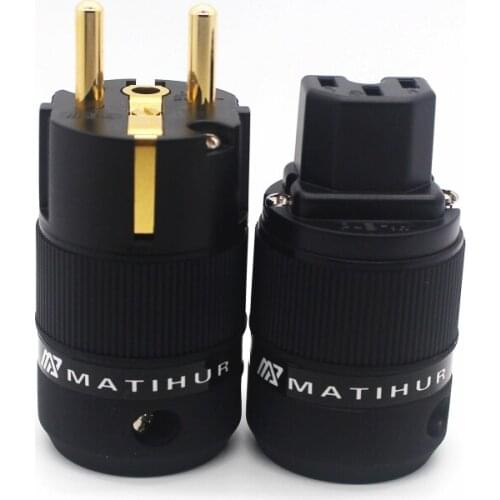 1Pair MATIHUR Audio pure copper Gold Plated EU Power Plug for DIY power cables