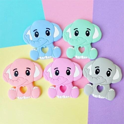 1pcs Cartoons Silicone Teether Mini Elephant Beads Animal Rodents Chewable Toys Baby Products Tiny Rod Pandents