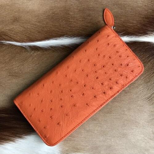 100% genuine ostrich leather skin long women wallets bank card holder, ostrich skin woomen bank card holder coin case wallet