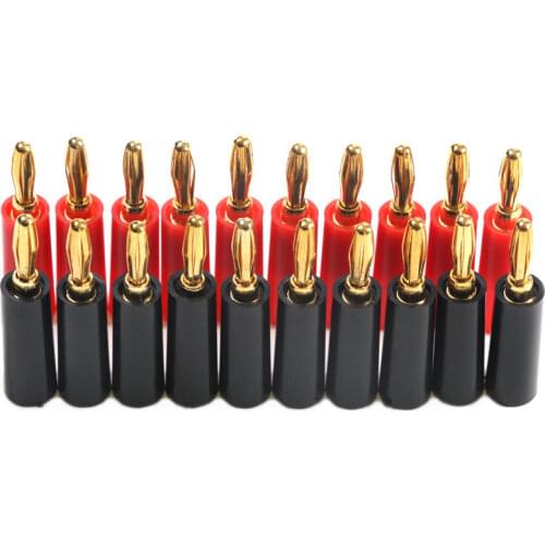 20Pcs 4mm Adapter Wire Cable Audio Speaker Banana Plugs Connector Black Red New