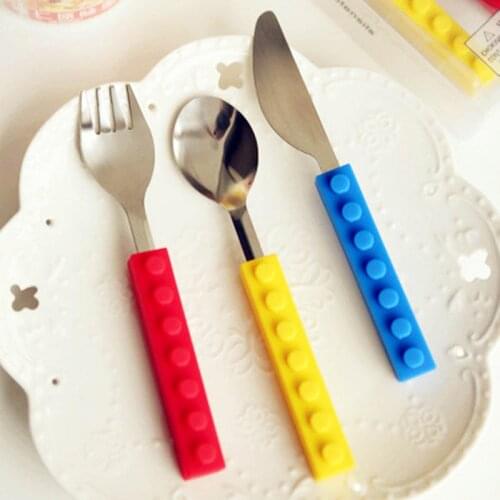 3 Pieces/set of Knife, Fork and Spoon Portable Silicone Handle Stainless Steel Travel Accessories Tableware Set Exquisite Gifts