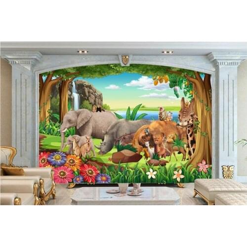 3d wallpaper custom 3d murals wallpaper mural Animals wallpaper Hand-painted TV setting wall living room background wall