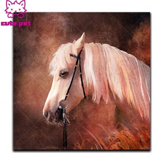 Diamond mosaic Hand drawn animal white horse Diamond Painting rhinestone pictures embroidery diy full square Drill puzzle Decor