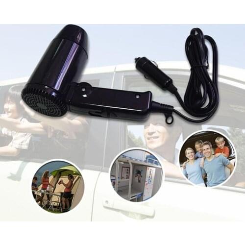 Car Hair Dryer Blower Portable 12V Hot & Cold Folding Camping Hair Travel Car Dryer Blower Cigarette Lighter Plug Car Styling