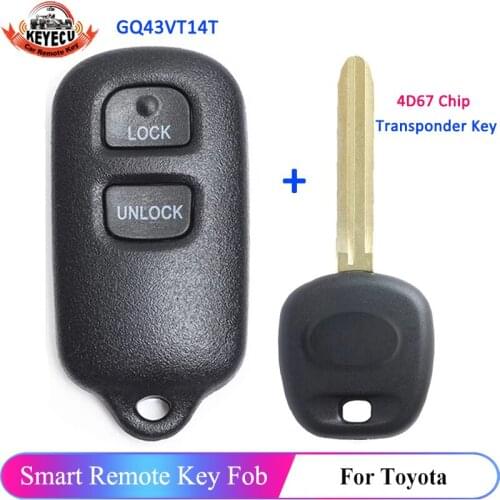 KEYECU 2+1 3 Button GQ43VT14T 4D67 Chip Car Remote with Transponder Key for Toyota Corolla Matrix 2005 2006 2007 2008 2009 2010