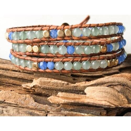 White Aventurine Quartz Beaded Wrap Bracelets for Women 3Layers Faceted Crystal Geometric Copper Boho Bracelet Wrist Accessories