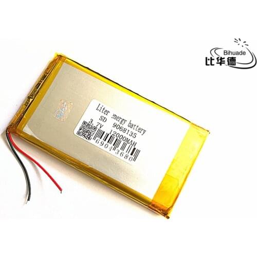 Free shipping 1pcs/lot 9068135 3.7V 12000mAh Lithium polymer Battery with Protection Board For Tablet PCs Free Shipping