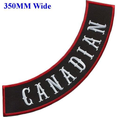 350mm wide 3 colors Canadian motorcycle biker patches iron on patches for clothing/motorcycle jackets embroidered rocker patches