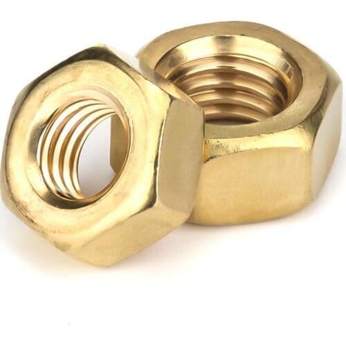 DIN934 Solid Brass Copper Hex Hexagon Nut for M1 M1.2 M1.4 M1.6 M2 M2.5 M3 M4 M5 M6 M8 M10 M12 Screw Bolt 5/10/20/50/100pcs