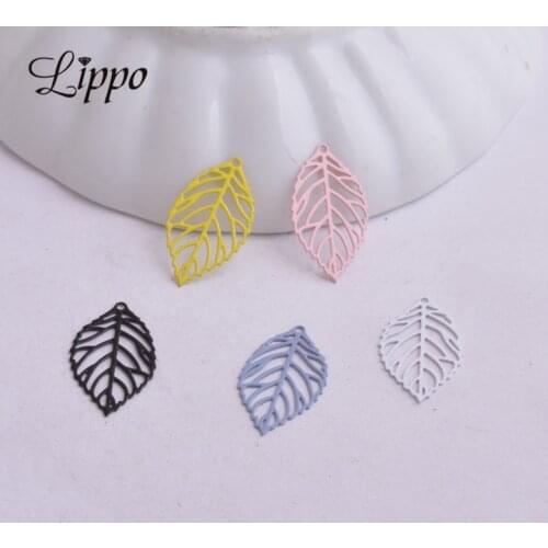 100pcs/lot AC2228 20mm*5mm Leaf Charms Filigree Leaves Pendant DIY Earrings Findings