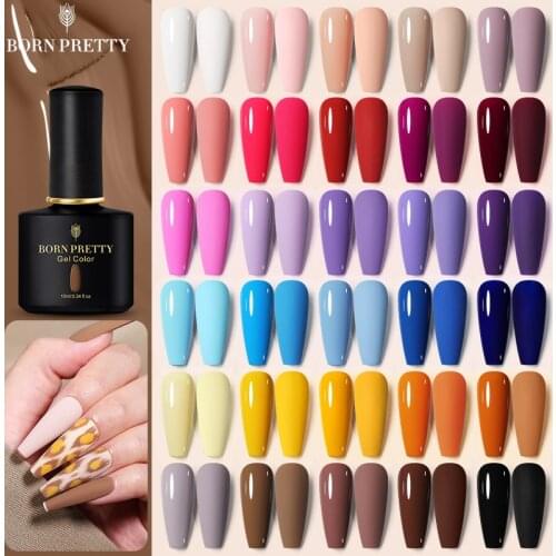 BORN PRETTY Gel Nail Polish 60 Colors Glitter Gel For Nail Art Manicure Soak Off UV Gel 10ml Nail Gel Polish With Top Base Coat