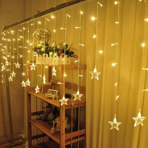 Curtain Lights 3.5M 96 Leds Five-Pointed Star String AC110V or AC220V Waterproof Fairy Christmas Wedding Holiday Decoration