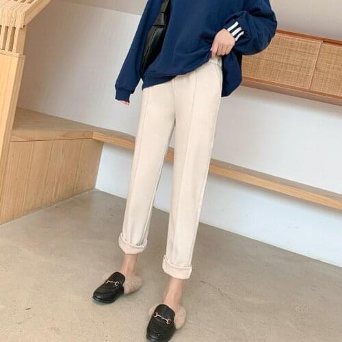 In2it Winter Thicken Women Pencil Pants Plus Size Wool Pants Female Autumn High Waist Loose Trousers mujer pantalones