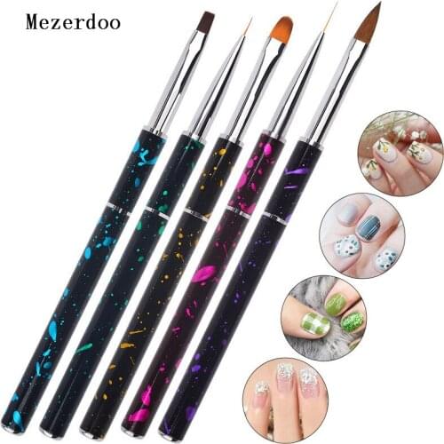 5 Pcs/Set UV Gel Nail Brush Liner Painting Pen Rhinestone Handle 3D Tips Nail Art Drawing Flower Brush Manicure DIY Nail Tools