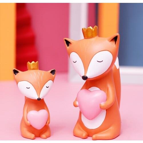 Creative Cute Resin Bunny Bear Fox Ornaments Simulation Animal Model Cartoon Birthday Christmas Gifts Living Room Decorations