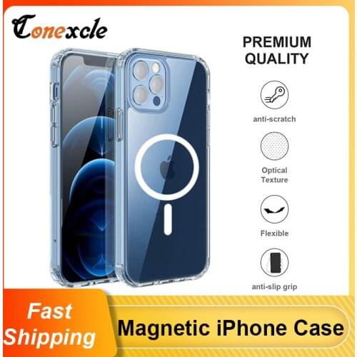 Conexcle Magnetic Case Back Cover Wireless Charging For iPhone 12 Mini Luxury Lens Protector Phone Case For iPhone 12 11 Pro