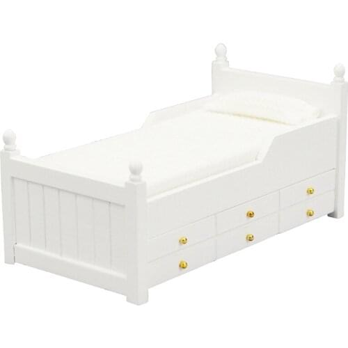 1:12 Scale Mini Drawer Bed Model Dollhouse Miniature Accessories Bedroom Furnitures