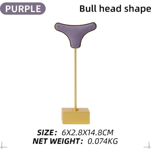 Metal Microfiber Purple Bull Head Shaped Femal Earring Jewelry Display Bracket For Necklace Showcase Stand 8 Colors Available