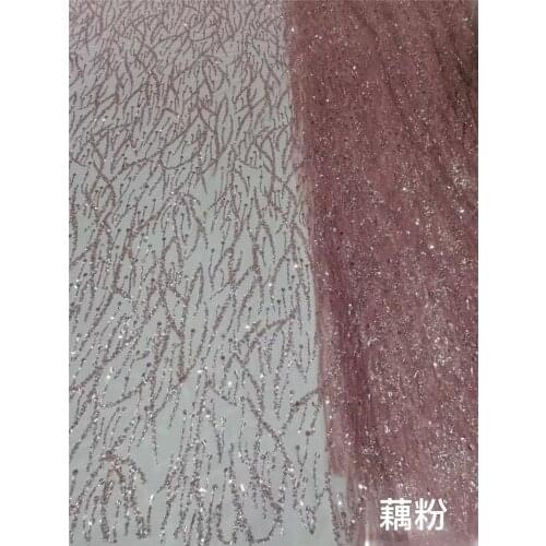 Fashion Material African Sequins mixed Beads Lace Fabric Pretty Design JRB-15.52307 Embroidered Tulle Mesh for Party Dress