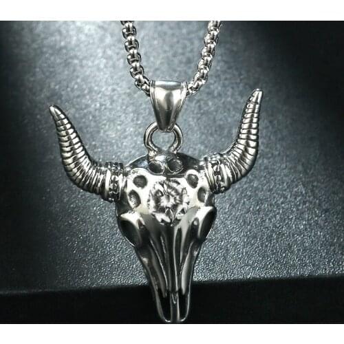 Men Matador Necklace Spanish Bullfig Event Party Wear Cool Boy Pendant Chain Male High Quality Stainless Steel Bull Head Jewelry