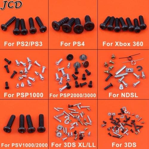 JCD For PS2 PS3 PS4 PSP1000 PSP2000 PSP3000 PSV1000 for Xbox 360 for Nintendo DS Lite NDSL Screws set replacement Part