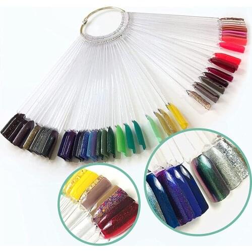 False Nail Acryl Tips Fan Shaped Fake Nails Long Stiletto Art Tips Polish UV for Nail Salons and DIY Manicure 1 Set Total 50 Pc
