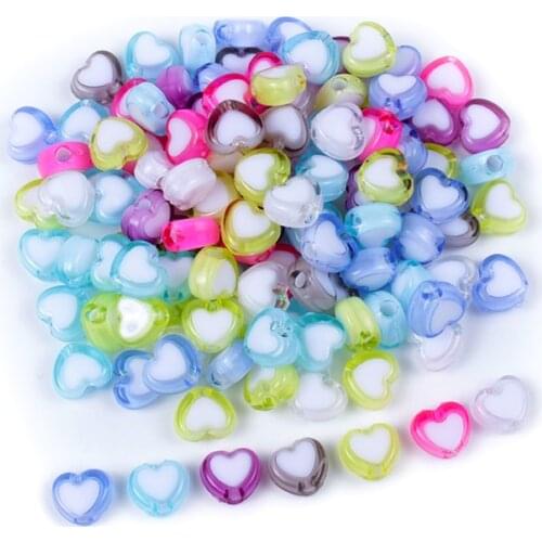 New 4x7mm Heart Shape Acrylic Bead 100/200/300/400Pcs/Lot Loose Spacer Beads For Jewelry Making DIY Bracelet Accessories