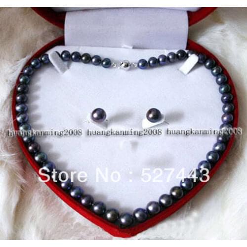 Wholesale 8-9 MM AAA BLACK SALTWATER AKOYA CULTURED PEARL NECKLACE no box