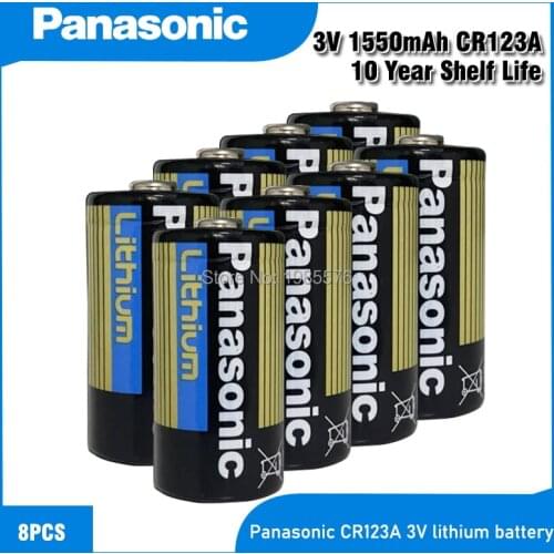 8PC PANASONIC Original CR123A CR123 123A CR 123 A123 CR17345 16340 3V Lithium Battery for Camera Flashlight dry primary cell