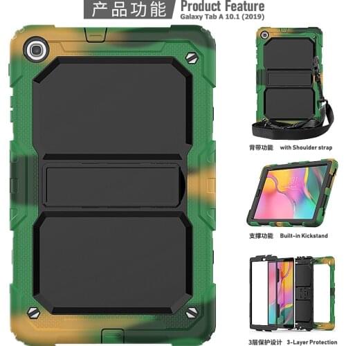 Shockproof Case for Samsung Galaxy Tab A 10.1 2019 T510 T515 SM-T510 SM-T515 Tablet Kids Safe Silicone Cover Shell + Film+ Pen